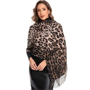 Leopard Scarf For Women Chunky Scarves Winter Warm Thick Oversized Blanket new